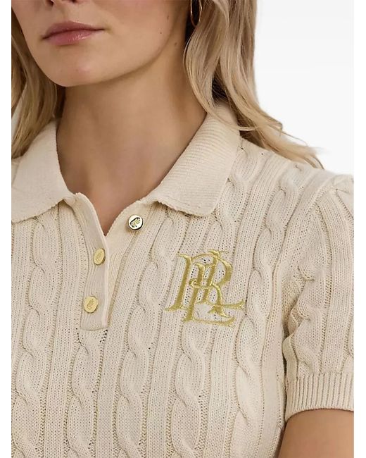 Ralph Lauren Natural Cable-Knit Polo Top