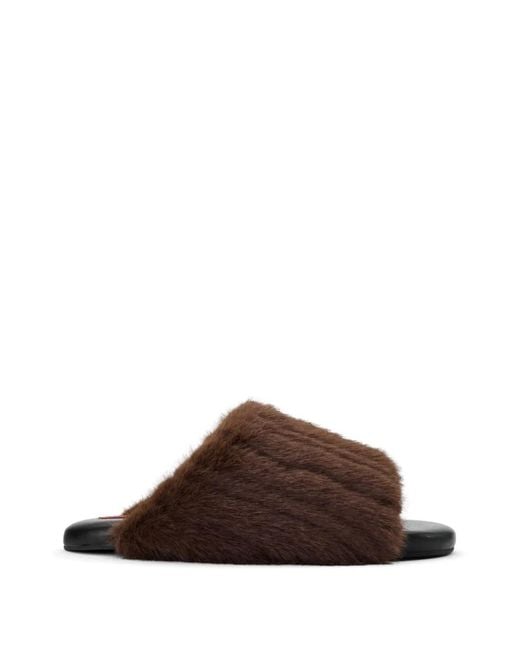 Simon Miller Brown Furry Bubble Faux-Fur Slides