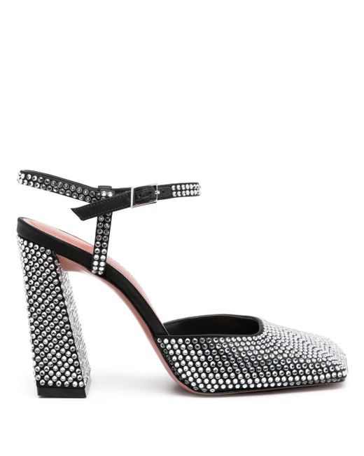 AMINA MUADDI Metallic Charlotte Crystal-Embellished Pumps