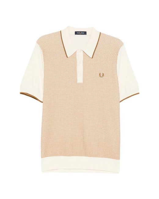Fred Perry Natural Laurel Wreath Textured-Knit Polo Shirt for men