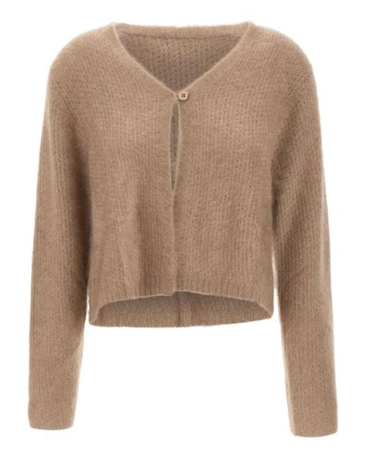 Hemisphere Textured Single-button Cardigan Natural