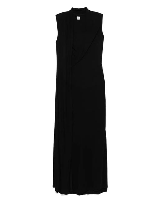 Totême Black Overlapped Scarf Dress