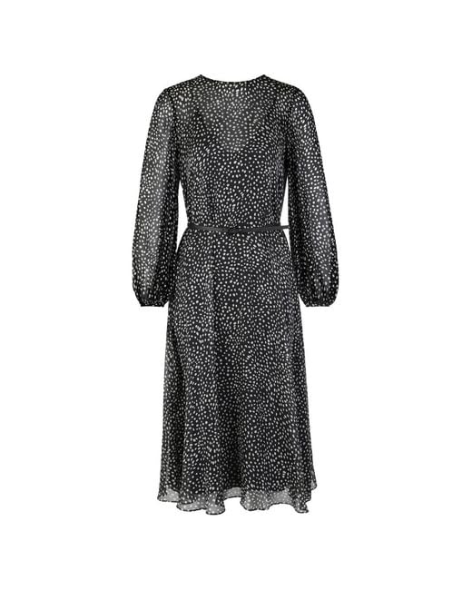 Max Mara Gray Polka Dot Ruffled Dress