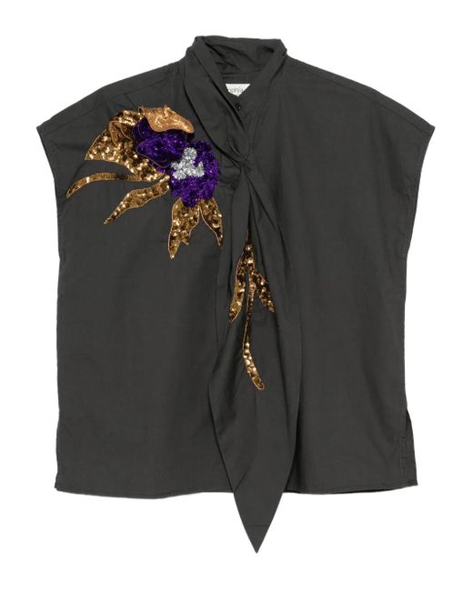Psophia Black Sequin-Embellished Blouse