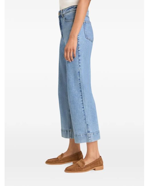 Cinq À Sept Blue Joey Cropped Wide-Leg Jeans