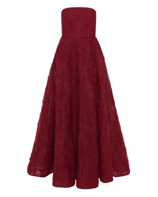 Rebecca Vallance Red Willow Strapless Ruffled Gown