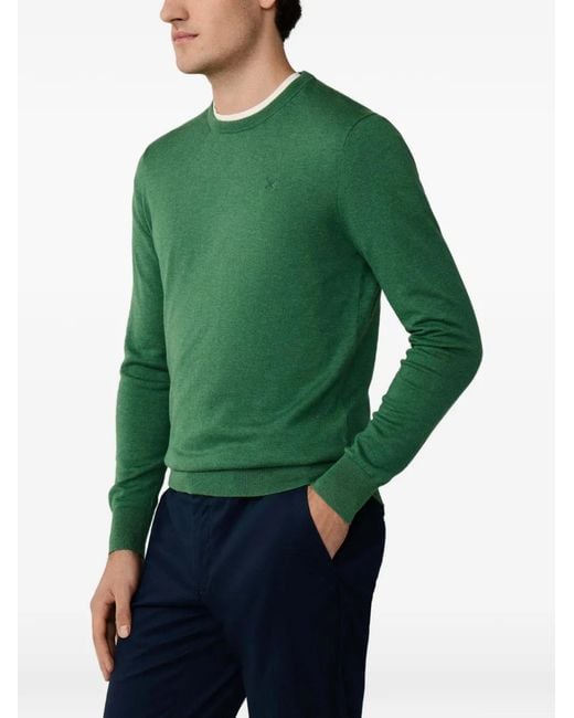 Hackett Green Embroidered Crew-Neck Sweater for men
