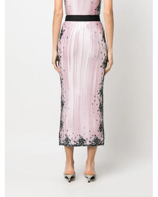 MSGM Pink Sequin-Design Pencil Skirt