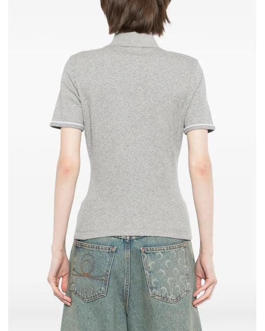 MARINE SERRE Gray Ribbeb Jersey Polo Shirt