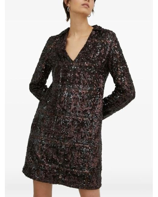 Samsøe & Samsøe Black Sequin-Embellishment Mini Dress