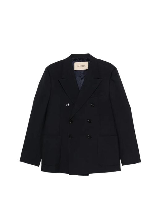 Valentino Garavani Black Veste Croisée À Revers Pointus for men