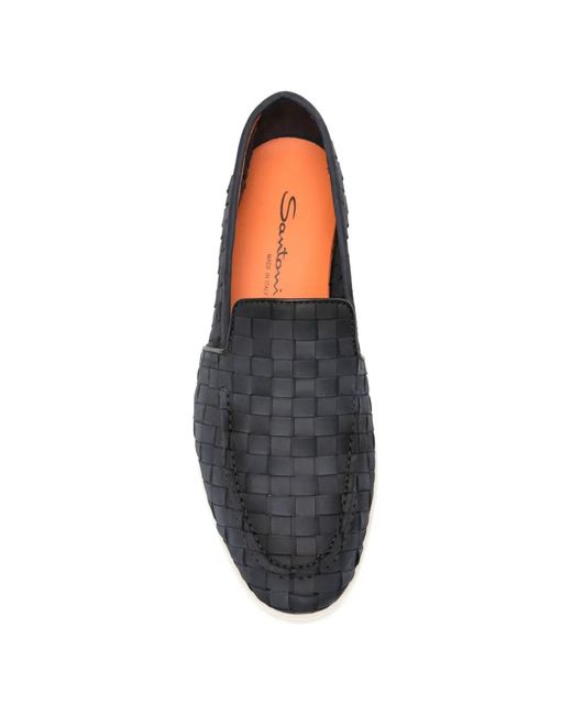 Santoni White Leather Loafers for men