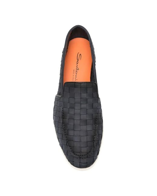 Santoni White Leather Loafers for men
