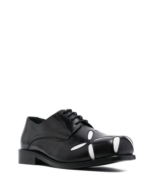STEFAN COOKE Black Slashed Square-Toe Derby Shoes for men