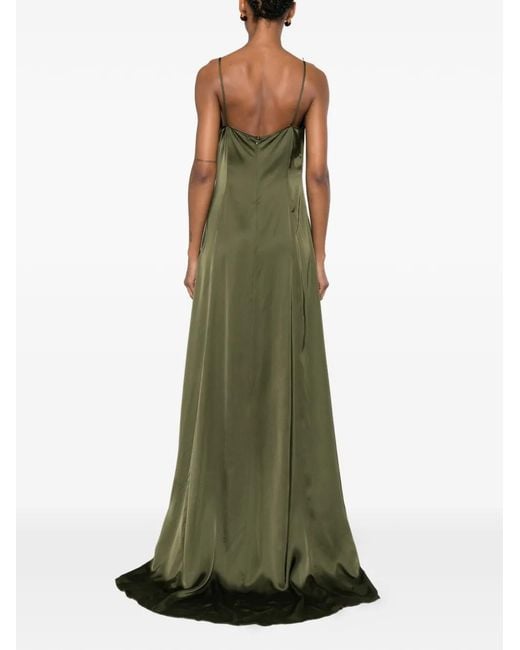 Blumarine Green Butterfly-Appliqué Cowl-Neck Dress