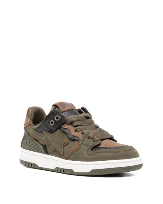 A Bathing Ape Brown Star-Patch Lace-Up Trainer