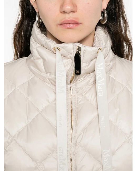 Max Mara White Quilted-Design Zip-Up Jacket