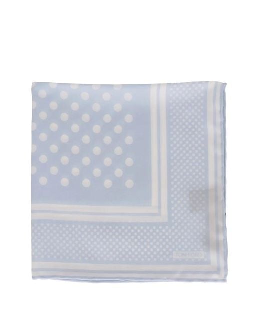 Tom Ford Blue Polka-Dot Pocket Square for men