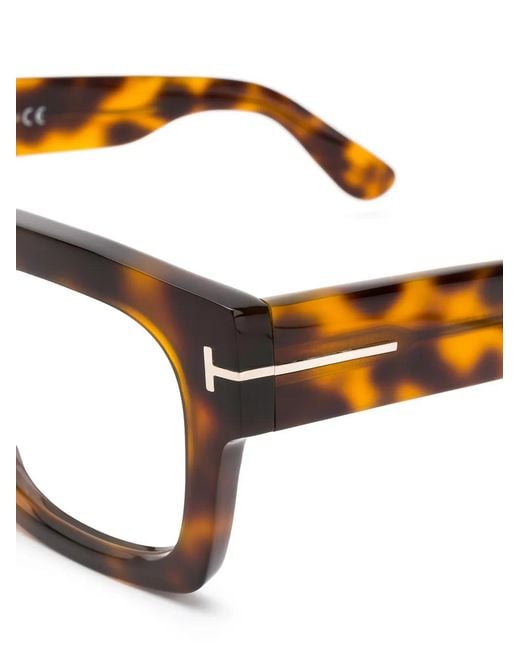Tom Ford Brown Tortoiseshell-Effect Geometric-Frame Glasses