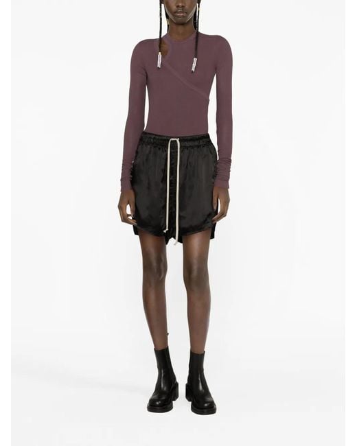 Rick Owens Black High-Low Drawstring Shorts