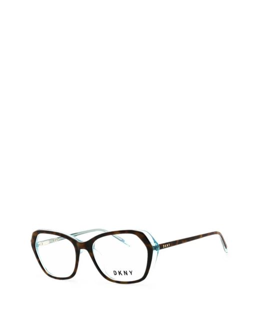 DKNY Black Tortoiseshell-Effect Geometric-Frame Glasses