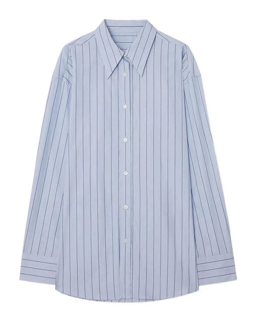 Teurn Studios Blue Roomy pinstripe print shirt