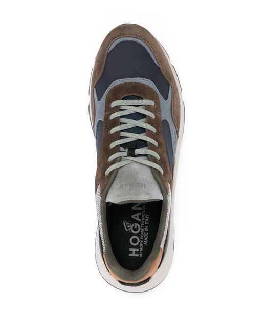 Hogan Brown Hyperlight Panelled Suede Sneakers for men