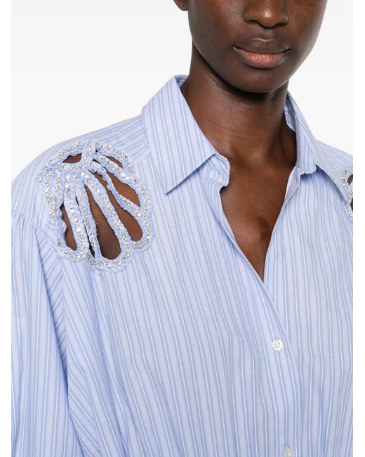 Sandro Blue Striped-Pattern Mini Dress