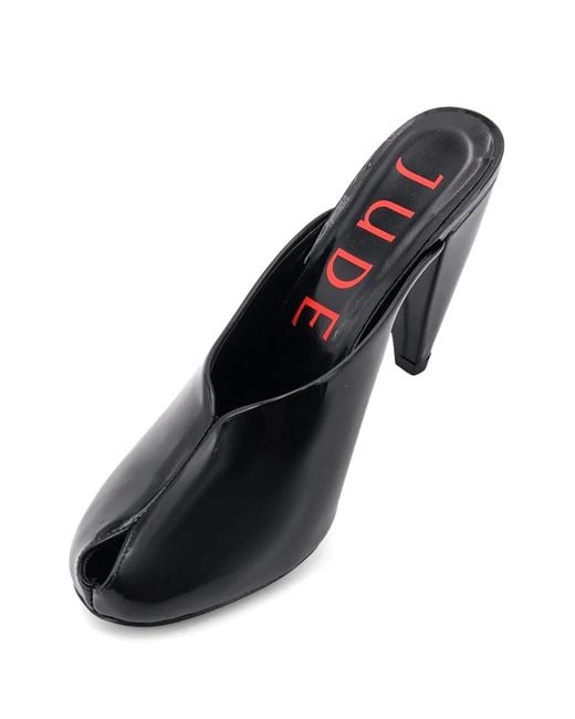 Jude Black Paw Patent Leather Mules