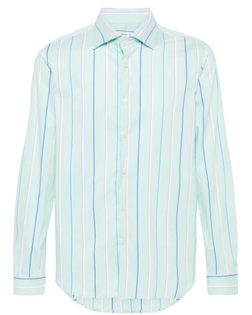 Manuel Ritz Blue Long-sleeves Striped Shirt for men