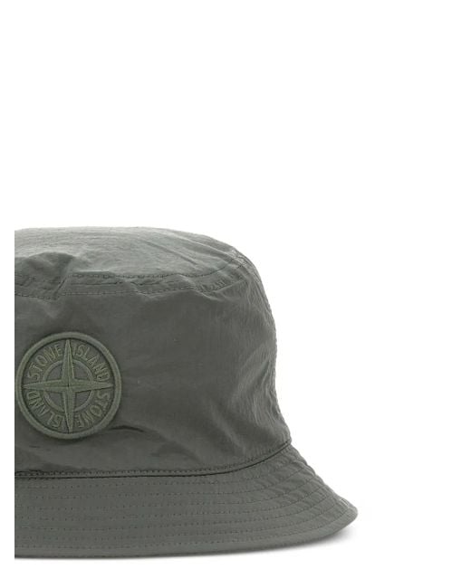 Stone Island Gray Compass-Logo Bucket Hat for men