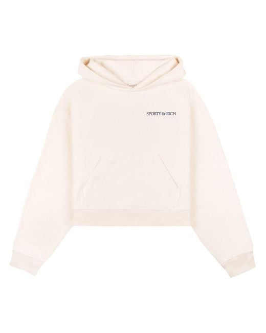 Sporty & Rich Cropped Hoodie in het White