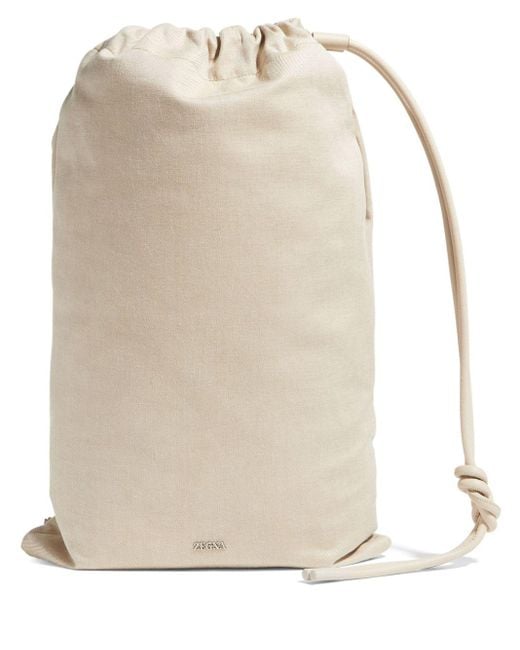 Zegna Natural Drawstring-fastening Linen Backpack for men