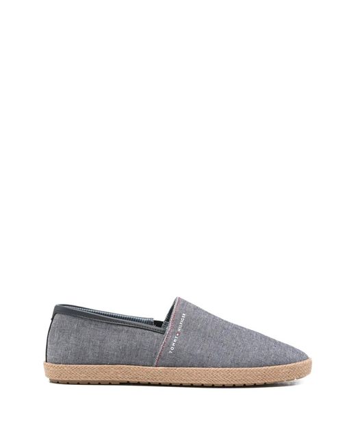 Tommy Hilfiger White Logo-Embroidered Braided-Sole Espadrilles for men