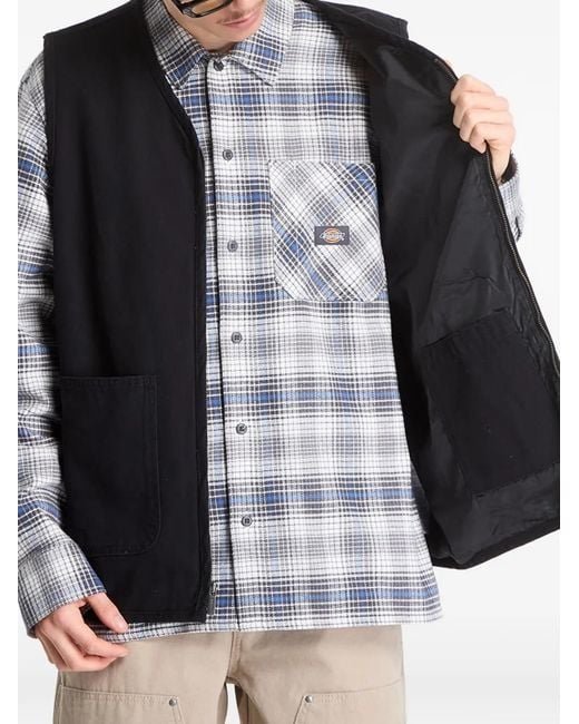 Dickies Black Canvas Logo-Patch Vest for men