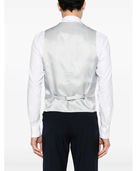 Corneliani White Herringbone-Pattern Virgin Wool Waistcoat for men