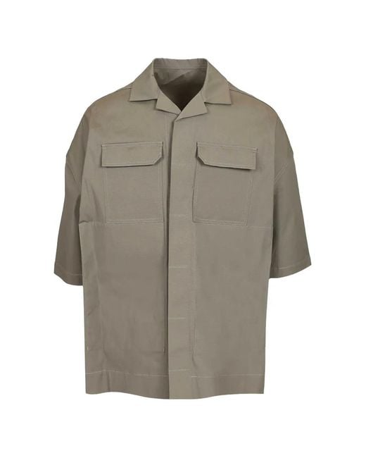 Rick Owens メンズ グレー Magnum Tommy フラップポケット シャツ