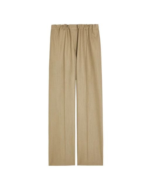 Calvin Klein Natural Pleated Straight-Leg Trousers