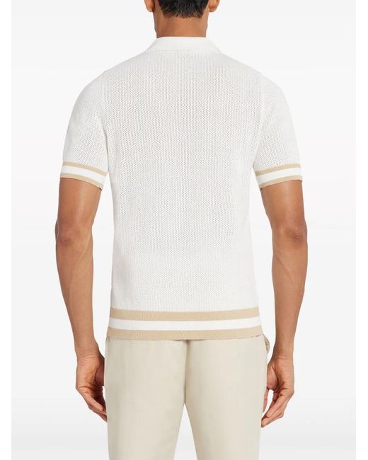 CHE White Open-Knit Cotton Polo Shirt for men