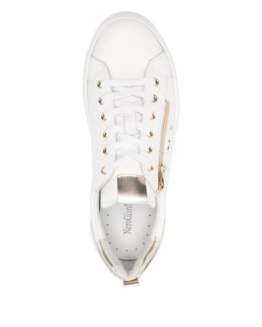 Nero Giardini White Leather Low-Top Sneakers