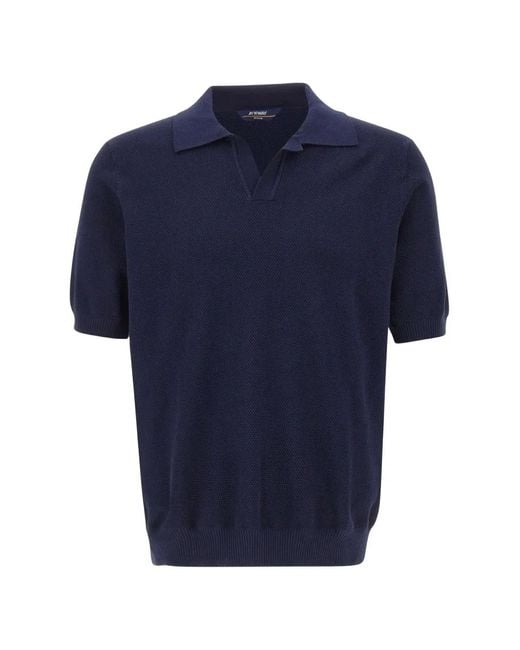 K-Way Blue Pleyr Waffle-Knit T-Shirt for men