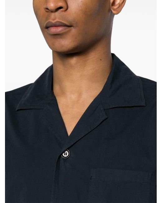 Aspesi Blue Camp-collar Cotton Shirt for men