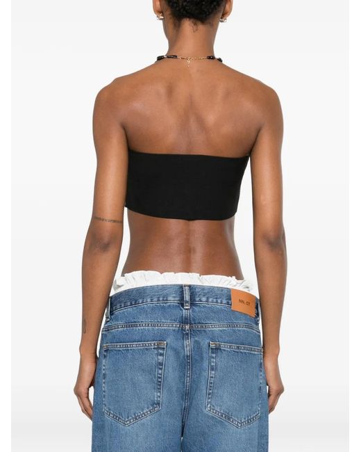 Miu Miu Blue Logo-Embroidered Denim Top