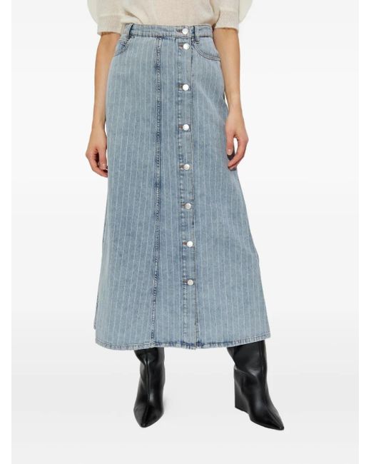 Munthe Blue Button-Down Denim Skirt