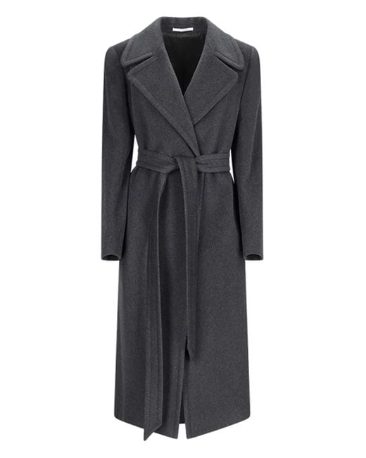 Tagliatore Black Belted Wrap Coat