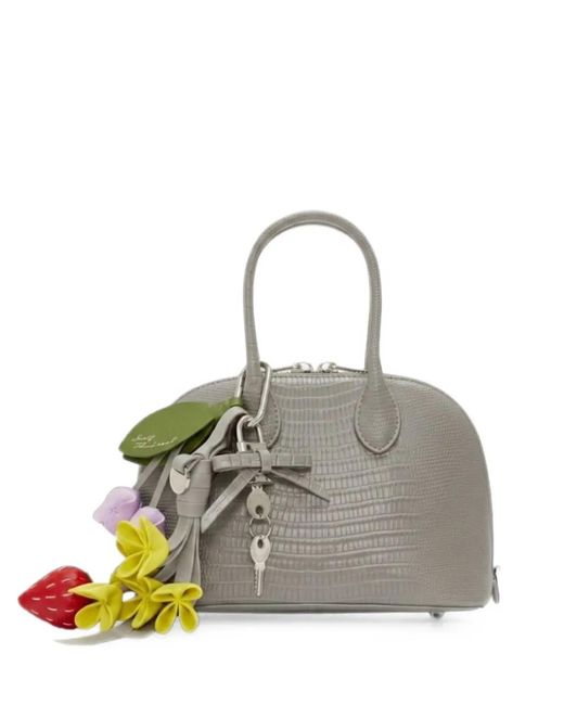 Self-Portrait Metallic Lizard-Effect Leather Tote Bag