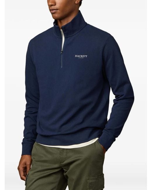 Pull En Piqué À Col Zippé Hackett pour homme en coloris Blue