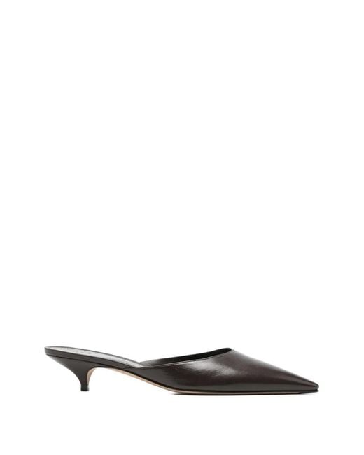 The Row White Pointed Leather Mules