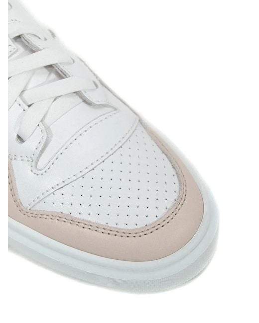 Doucal's White Perforated Panelled Leather Sneakers