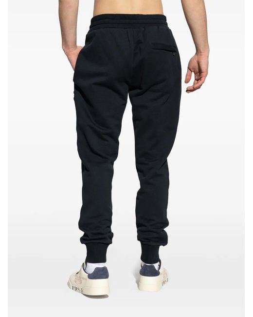 Dolce & Gabbana Blue Emblem Drawstring Track Pants for men